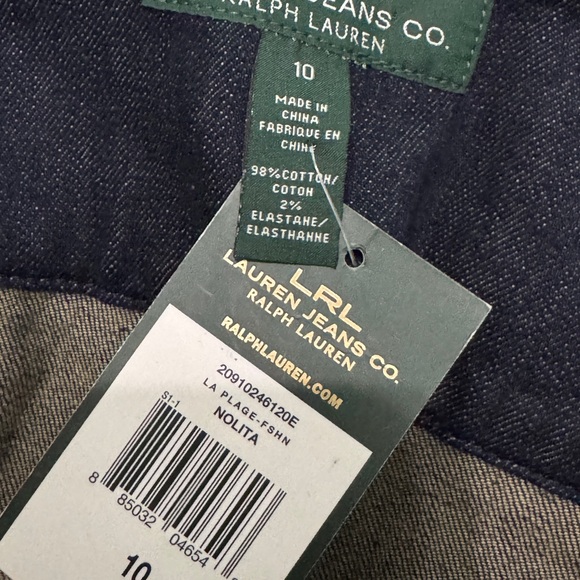 Lauren Ralph Lauren La Plage Nolita Sailor Jeans NWT Sz 10 Dark Indigo - Picture 7 of 7